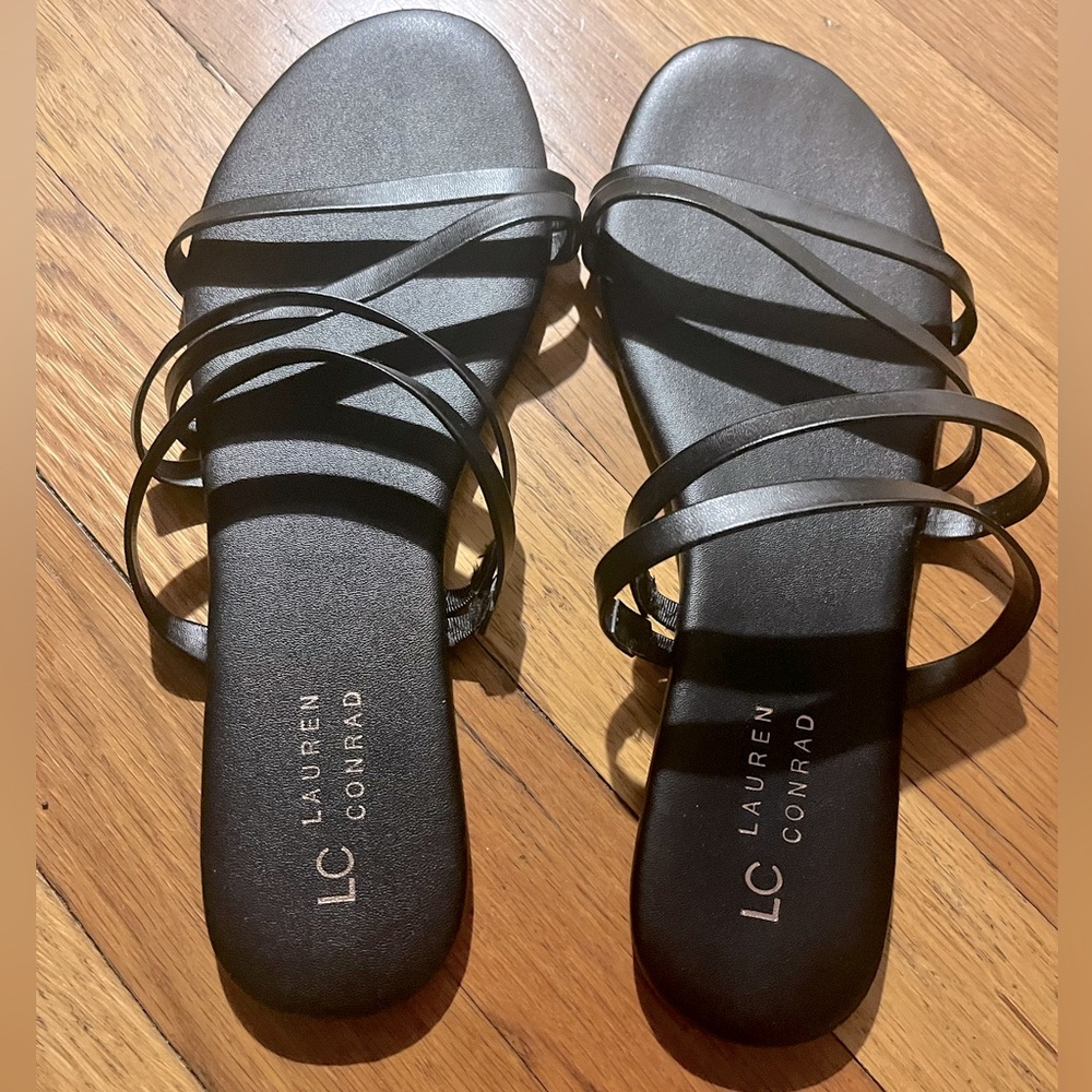 Flat Black Sandals, Lauren Conrad, New